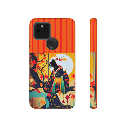 Black Cat in Kimono Phone Cases