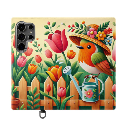 🌷🐦 The Little Garden Tender Flip Case – Sunshine, Care & Storybook Charm