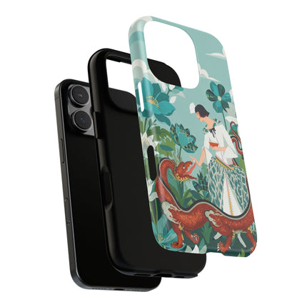 🐉🌿 The Dragon Keeper Phone Case – Art Deco Floral Fantasy