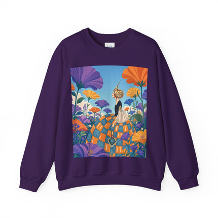 🌺🧡 The Lady Of The Golden Garden Crewneck Sweatshirt – Art Deco Fashion Fantasy