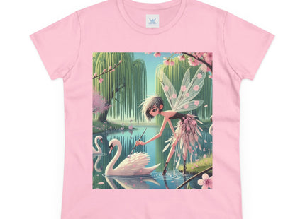 A Fairy Painting a Swan Cotton Tee