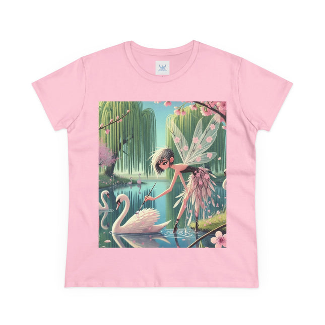 A Fairy Painting a Swan Cotton Tee