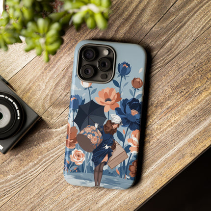 ☂️🌺 The Lady Of The Traveling Garden Phone Case – Art Deco Floral Adventure