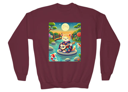 Melodic Kitten by the Koi Pond Youth Crewneck Sweatshirt