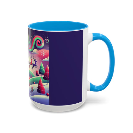 Festive Reindeer Flight Colorful Mugs (11oz, 15oz)