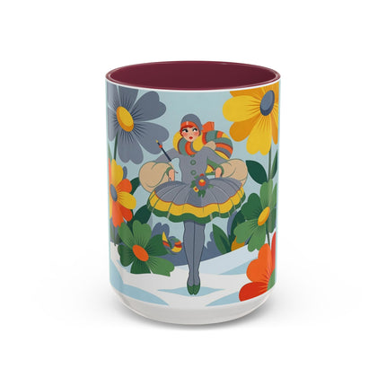 ❄️🌼 The Winter Flower Wanderer Colorful Mug – Colorful Art Deco Snow Fantasy