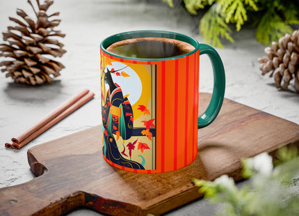 Black Cat in Kimono Colorful Mugs, 11oz