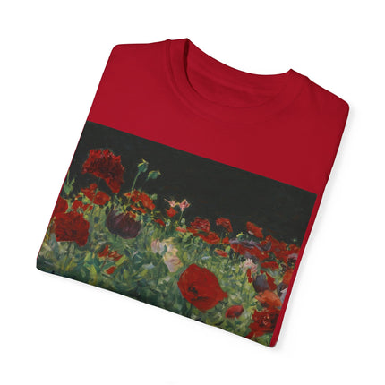 Poppies (A Study of Poppies for Carnation, Lily, Lily, Rose) by John Singer Sargent Unisex Garment-Dyed T-shirt