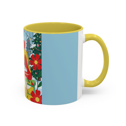 ☕🎄 Christmas Tea In The Snow Garden Colorful Mug – Art Deco Holiday Friendship