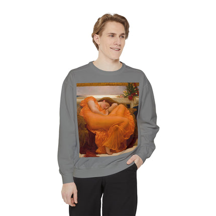 Flaming June by Frederic Leighton Unisex Garment-Dyed Sweatshirt