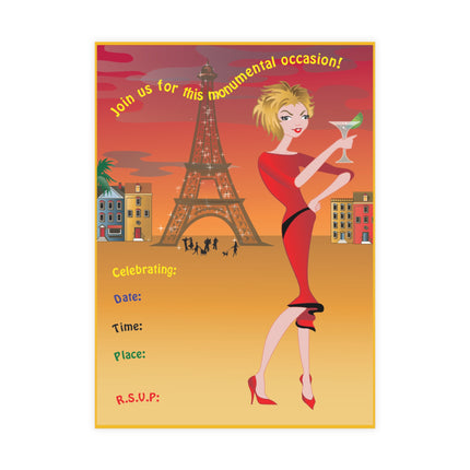 Parisian Nights Party Invitation! Bundles of 10, 30, 50 Pieces Available (envelopes included)