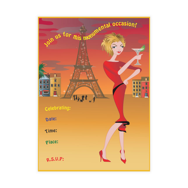 Parisian Nights Party Invitation! Bundles of 10, 30, 50 Pieces Available (envelopes included)