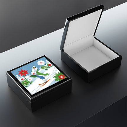 🎿❄️ The Winter Garden Skier Jewelry Box – Whimsical Holiday Fantasy