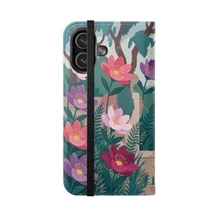 🌺🎭 The Garden Courtship Flip Case – Art Deco Floral Romance