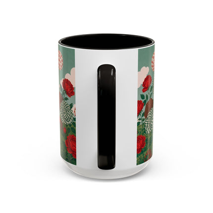🌹💚 The Scarlet Rose Checkerboard Garden Colorful Mug – Art Deco Floral Whimsy
