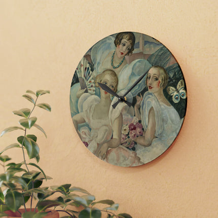 Les Femmes Fatales by Gerda Wegener Acrylic Wall Clock, Round and Square