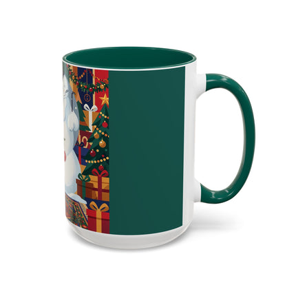 ☃️🎄 The Snowman's Christmas Companion Colorful Mug – Art Deco Holiday Fantasy