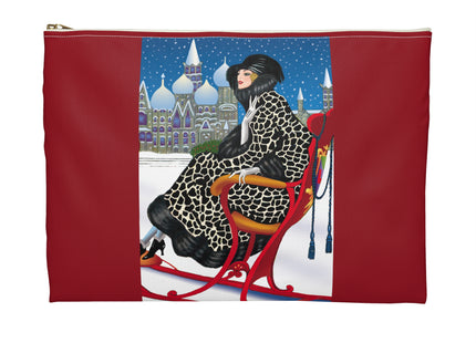 Elegant Winter Woman in Sleigh Accessory Pouch