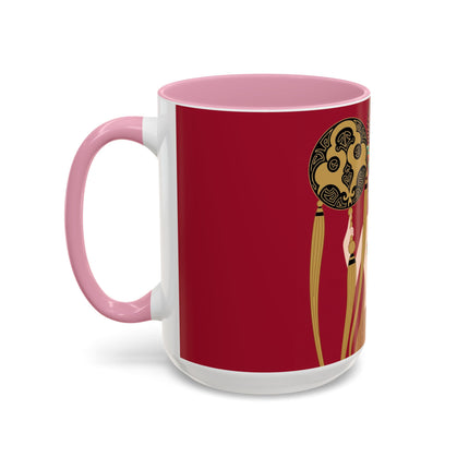 Butterfly Empress of the Crimson Pavilion Colorful Mug (11oz, 15oz) – Art Deco Beauty, Butterfly Elegance & Ornamental Style