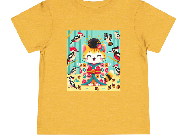 Geisha Kitten in the Woodpecker Grove Toddler Short Sleeve Tee