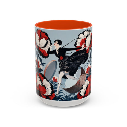 ❤️🌺 The Scarlet Blossom Dancer Colorful Mug – Art Deco Fashion Whimsy