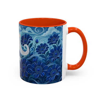 💙🌸 The Sapphire Wind Dancer Colorful Mug – Art Deco Floral Fantasy