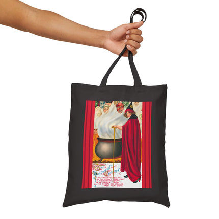 The Hallowe'en Cauldron In the Firelight's Gleam Cotton Canvas Tote Bag