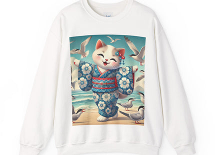 Geisha Kitten by the Seaside Heavy Blend™ Crewneck Sweatshirt