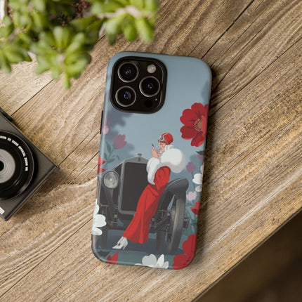 🚗🌺 The Lady Of The Grand Touring Car Phone Case – Art Deco Motoring Elegance