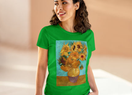 Vase with Twelve Sunflowers by Vincent van Gogh Women's Midweight Cotton Tee