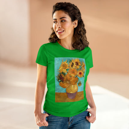Vase with Twelve Sunflowers by Vincent van Gogh Women's Midweight Cotton Tee
