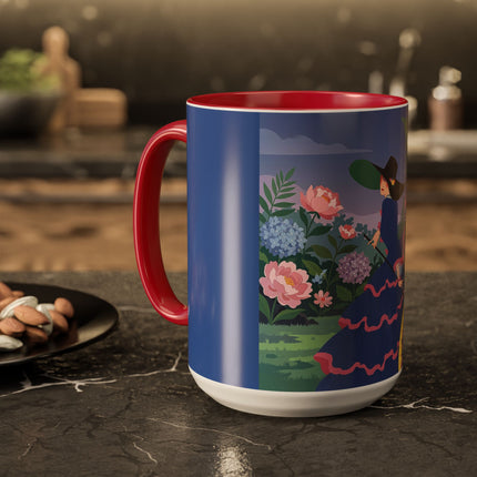 The Lady Of The Garden Stroll Colorful Mugs – Art Deco Botanical Elegance