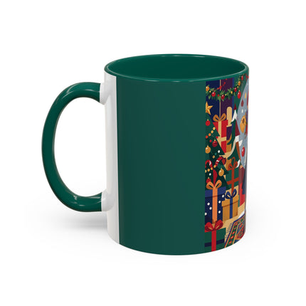 ☃️🎄 The Snowman's Christmas Companion Colorful Mug – Art Deco Holiday Fantasy