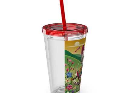 Samurai Kitten Sunsplash Tumbler with Straw, 16oz