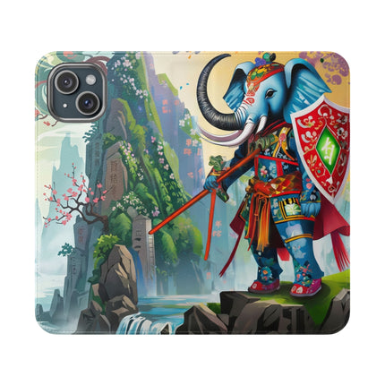 🐘⚔️ Cyberpunk Elephant Samurai Flip Case – Ancient Wisdom & Neon Power