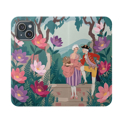 🌺🎭 The Garden Courtship Flip Case – Art Deco Floral Romance