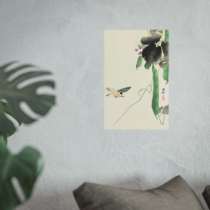 Bird at Flowering Bean Plant by Ohara Koson Fine Art Posters
