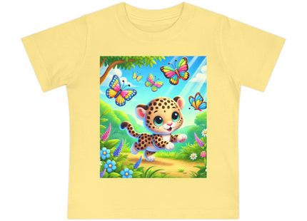Butterfly Chase Leopard Cub Baby Short Sleeve T-Shirt
