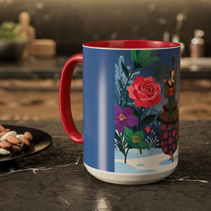 🌹❄️ The Holly Rose Of Winter Colorful Mug – Art Deco Christmas Garden