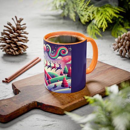 Festive Reindeer Flight Colorful Mugs (11oz, 15oz)