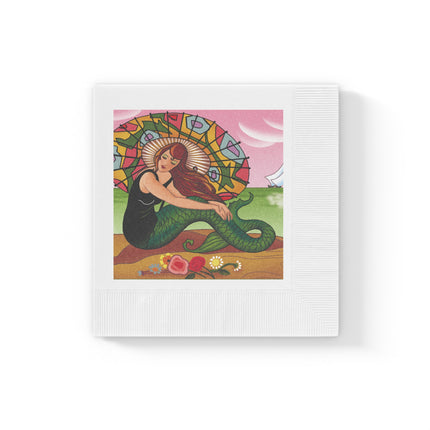 Siren Serenade by Carlo Chiostri White Coined Napkins