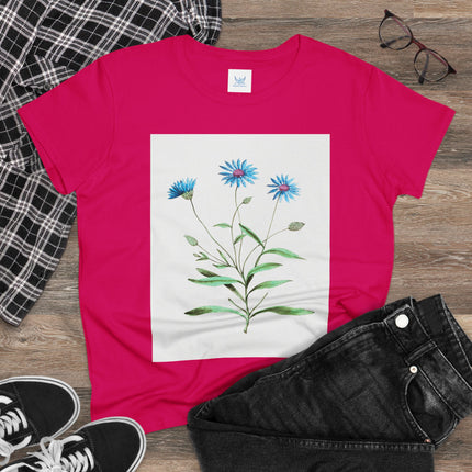 Blue Strawflower by Anselmus Boëtius de Boodt Women's Midweight Cotton Tee