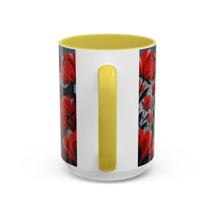☔🌹 The Scarlet Rainstorm Promenade Colorful Mug – Art Deco Motoring Elegance