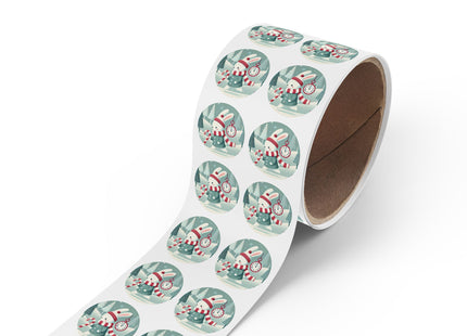 Candy Cane Timekeeper Bunny Round Sticker Label Rolls
