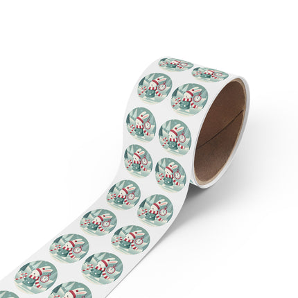 Candy Cane Timekeeper Bunny Round Sticker Label Rolls