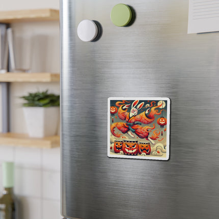 Jack-O’-Lantern Drums & The Kabuki Rabbit Die-Cut Magnets (4 Sizes)