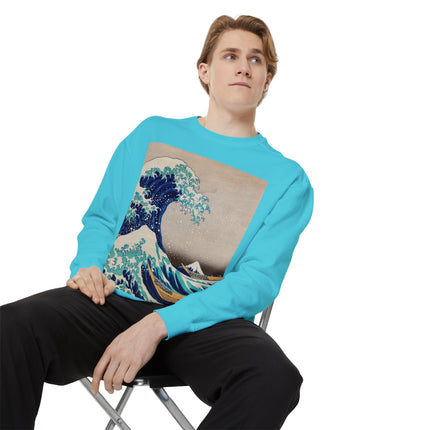 The Great Wave off Kanagawa by Katsushika Hokusai Garment-Dyed Sweatshirt