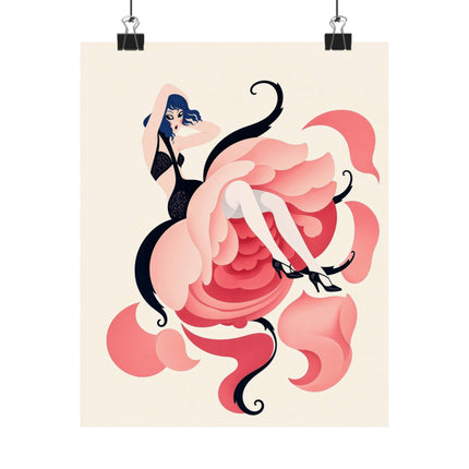 🌹🖤 The Lady Of The Midnight Rose Matte Vertical Poster – Art Deco Floral Fashion