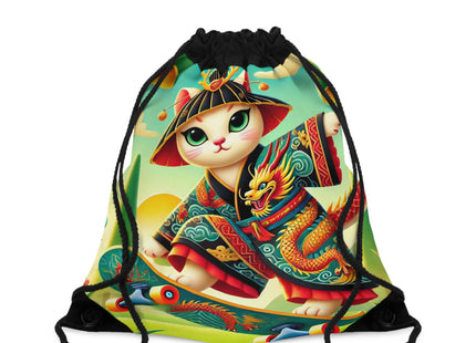 Dragon Dance on Wheels Drawstring Bag