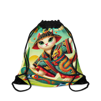 Dragon Dance on Wheels Drawstring Bag
